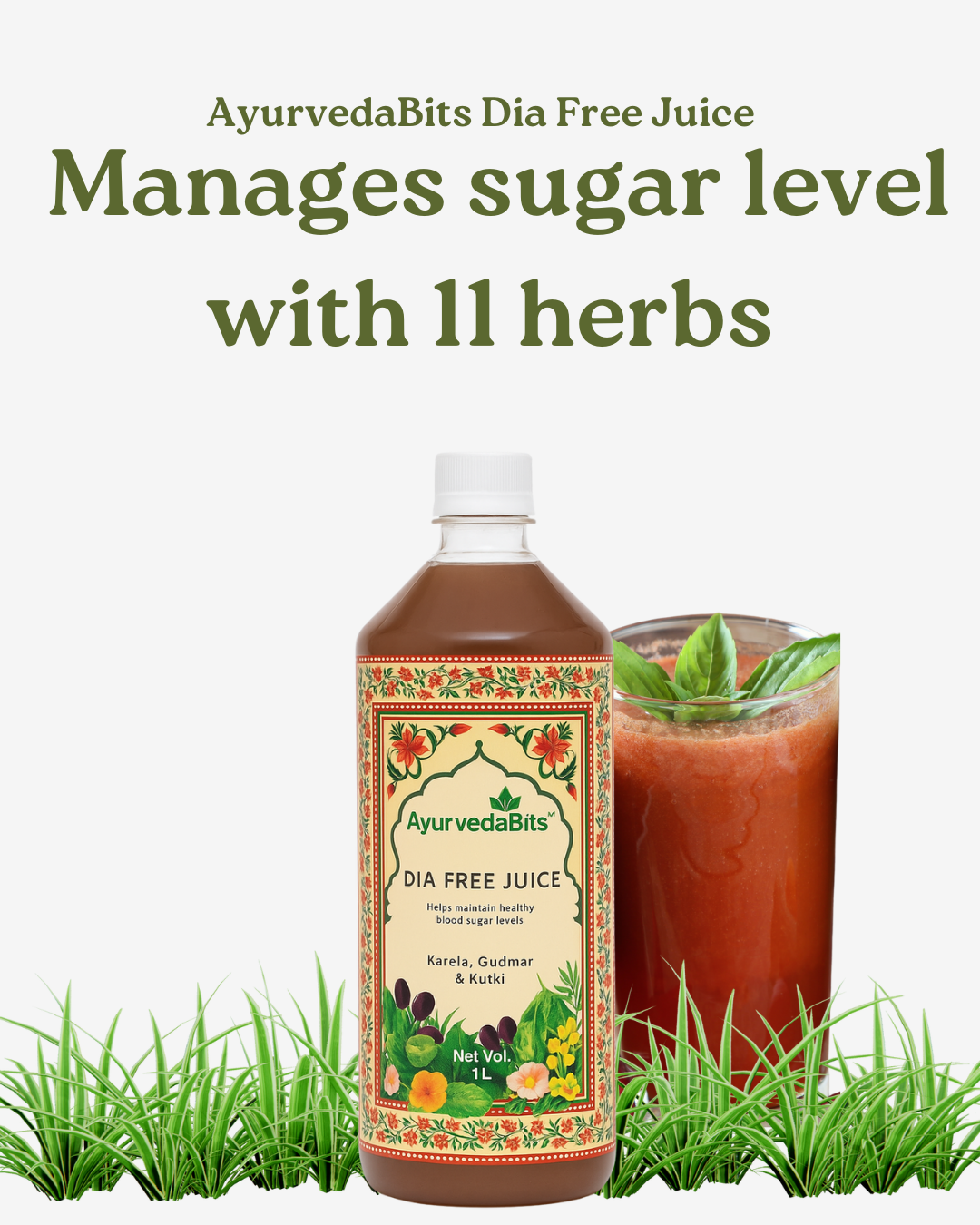 ayurvedabits dia free juice | ayurvedic blood sugar & diabetes support | natural herbal blend for glucose control & energy
