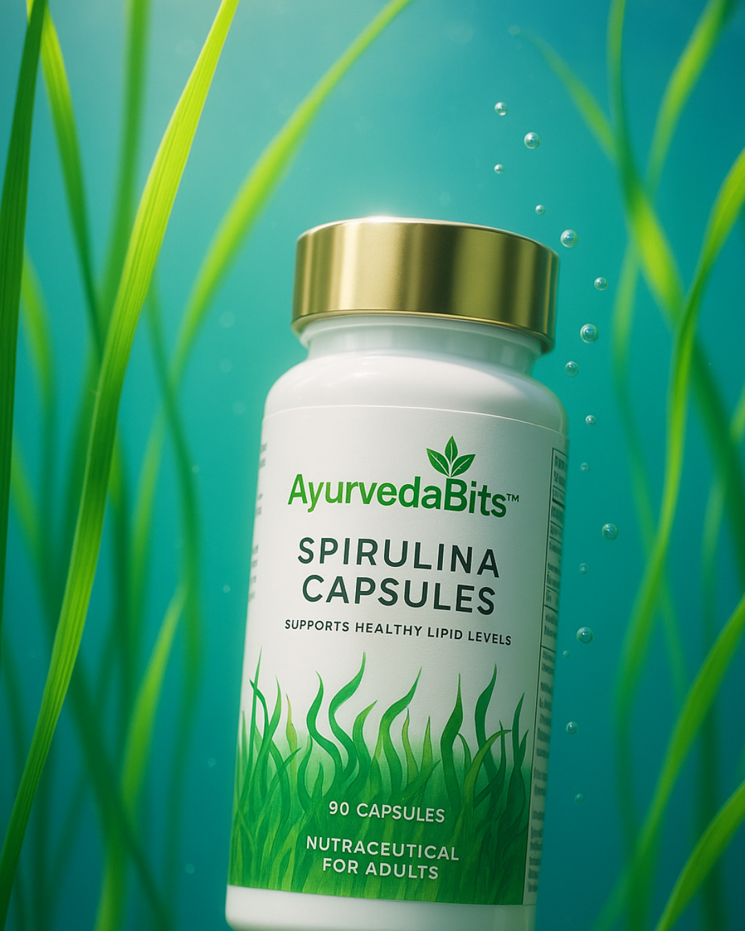 ayurvedabits spirulina capsules | natural superfood supplement | boost immunity, energy & detox