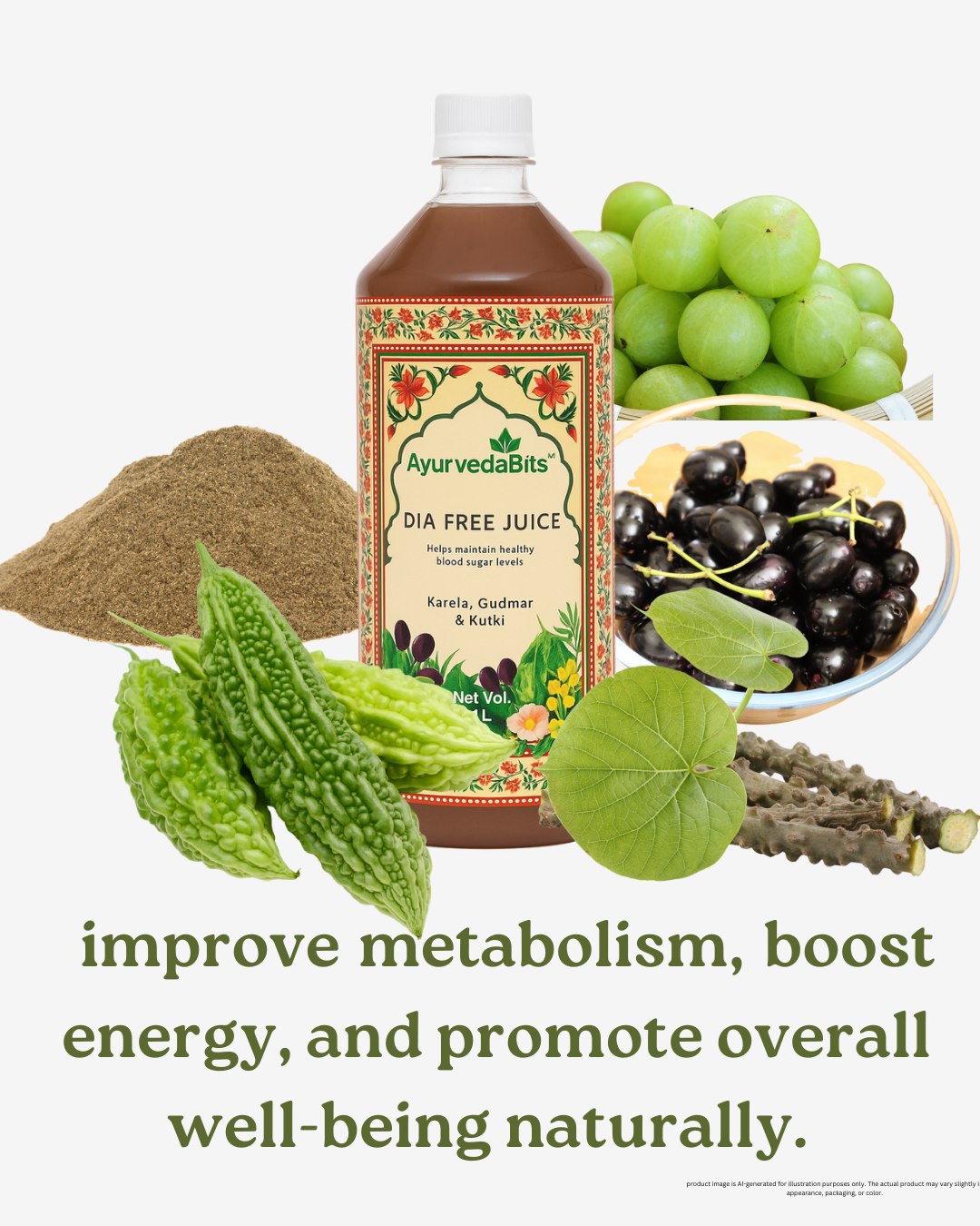 ayurvedabits dia free juice | ayurvedic blood sugar & diabetes support | natural herbal blend for glucose control & energy