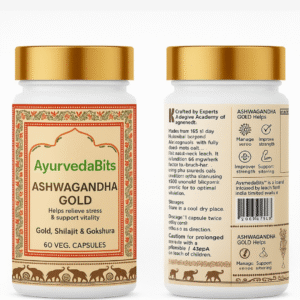 ayurvedabits ashwagandha gold capsules – 3x potent adaptogenic blend with 24‑karat gold, nagori ashwagandha, shilajit & gokshura for stress relief, muscle recovery & energy